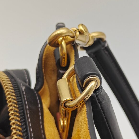 Coach Black and Yellow Leather Handbag - Picture 13 of 15